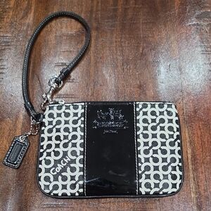 Coach Monogram Black and White Wristlet